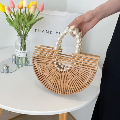 Pearl-Like Elegance Top-Handle Beach Bag - Image 6