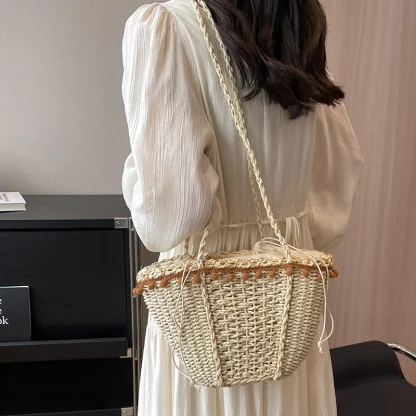 Chic Small Straw Beach Crossbody Bag - Image 2