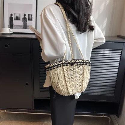 Chic Small Straw Beach Crossbody Bag - Image 6