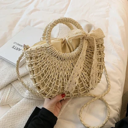 Irregular Shaped Straw Beach Bag - Image 2