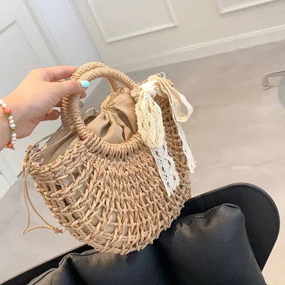 Irregular Shaped Straw Beach Bag - Image 4
