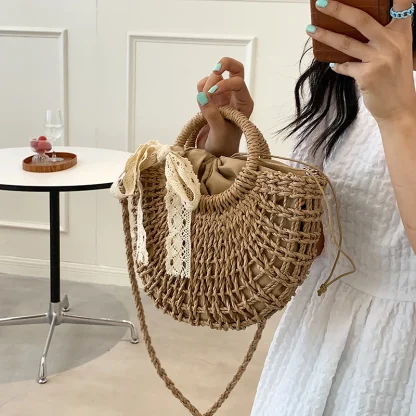 Irregular Shaped Straw Beach Bag - Image 5