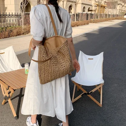 Summer Straw Shoulder Beach Bag - Image 5