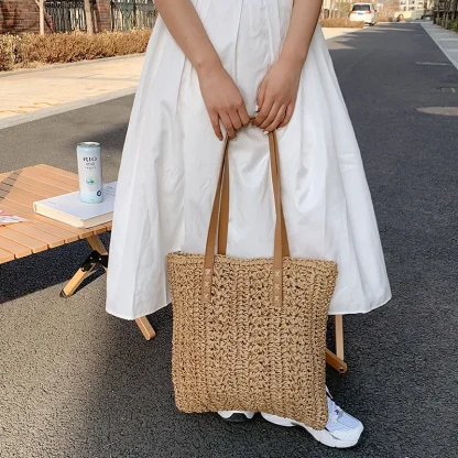 Summer Straw Shoulder Beach Bag - Image 6