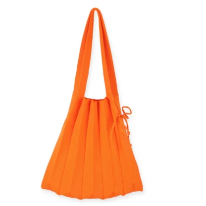 Chic Pleated Knit Beach Tote Bag - Image 2