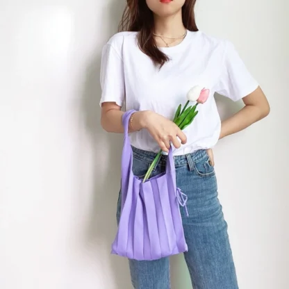 Chic Pleated Knit Beach Tote Bag