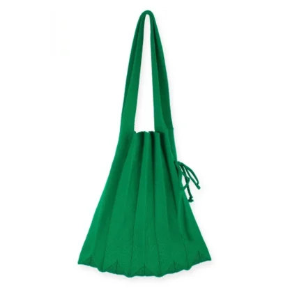 Chic Pleated Knit Beach Tote Bag - Image 6