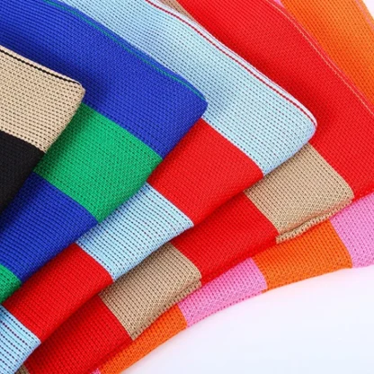 Striped Knitted Single Shoulder Beach Bag - Image 5