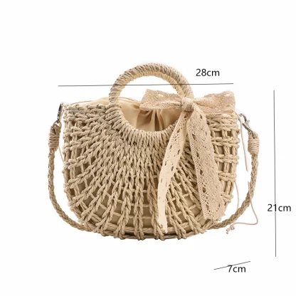 Irregular Shaped Straw Beach Bag - Image 6
