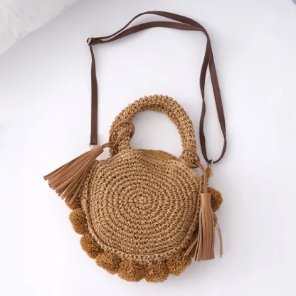 Circular Design Straw Tassel Beach Bag - Image 6