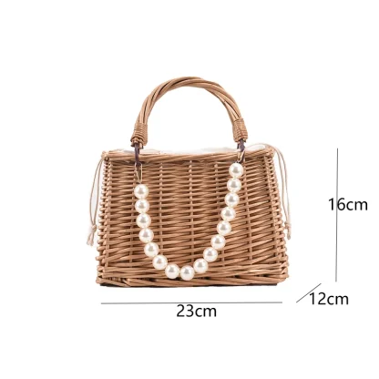 Fashionable Small Straw Shoulder Beach Bag - Image 7