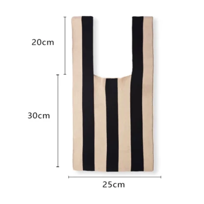 Striped Knitted Single Shoulder Beach Bag - Image 7