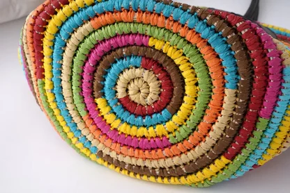 Rainbow Straw Tote Beach Bag - Image 6