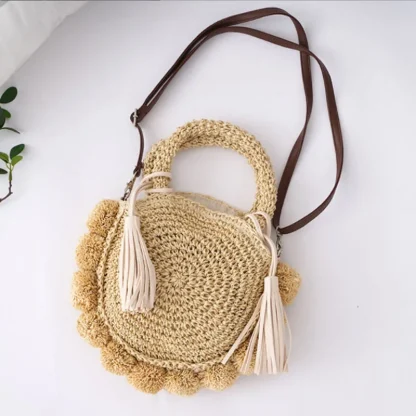Circular Design Straw Tassel Beach Bag - Image 5