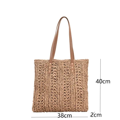Summer Straw Shoulder Beach Bag - Image 7