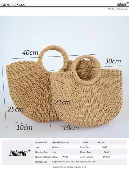 Half Moon Straw Beach Handbag - Image 8