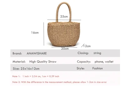 Straw Bucket Tote Beach Bag - Image 6