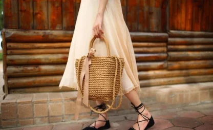 Casual Summer Straw Beach Tote Bag - Image 5