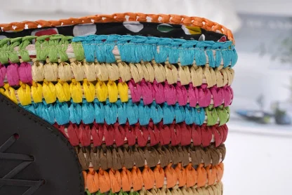 Rainbow Straw Tote Beach Bag - Image 5