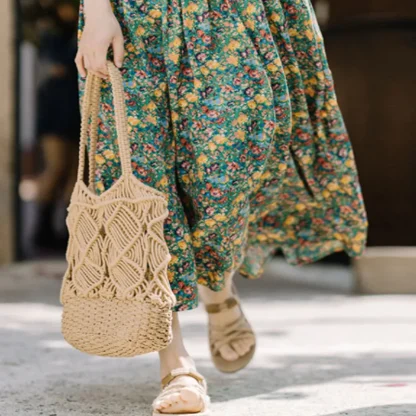Hollowed Out Woven Beach Travel Bag - Image 6