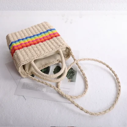 Rainbow Woven Summer Beach Bag - Image 7