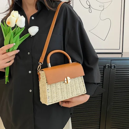 Fashionista Straw Shoulder Beach Bag - Image 5