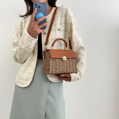 Fashionista Straw Shoulder Beach Bag - Image 6