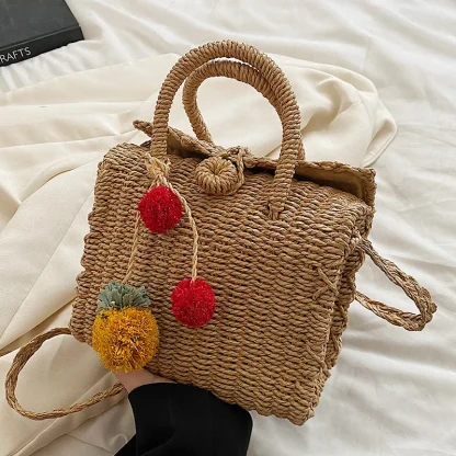 Fashionable Straw Beach Shoulder Bag - Image 2
