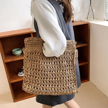 Casual Weave Travel Tote Beach Bag - Image 5