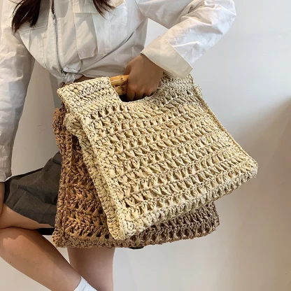Casual Weave Travel Tote Beach Bag - Image 6