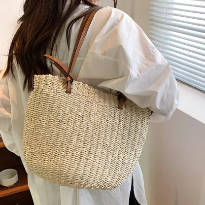 High Capacity Straw Tote Beach Bag - Image 2