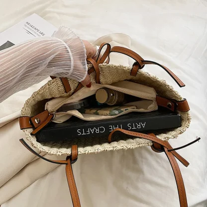 High Capacity Straw Tote Beach Bag - Image 5