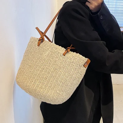 High Capacity Straw Tote Beach Bag - Image 6