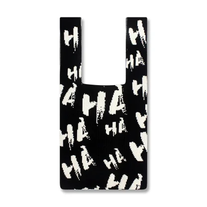 Knitted Pleated Design Letter Beach Bag - Image 4
