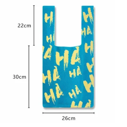 Knitted Pleated Design Letter Beach Bag - Image 5