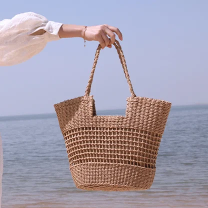 Hollow Out Straw Large Beach Handbag - Image 4