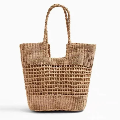 Hollow Out Straw Large Beach Handbag - Image 5