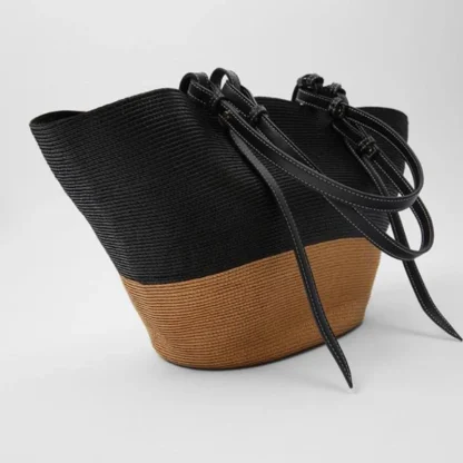 Color-Matching Woven Beach Tote Bag - Image 4