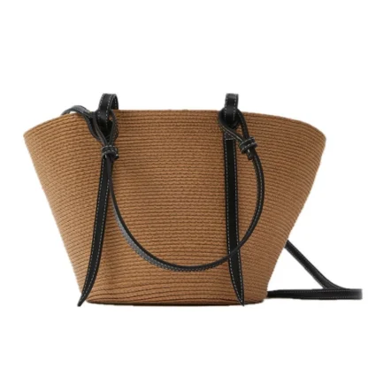 Color-Matching Woven Beach Tote Bag - Image 5