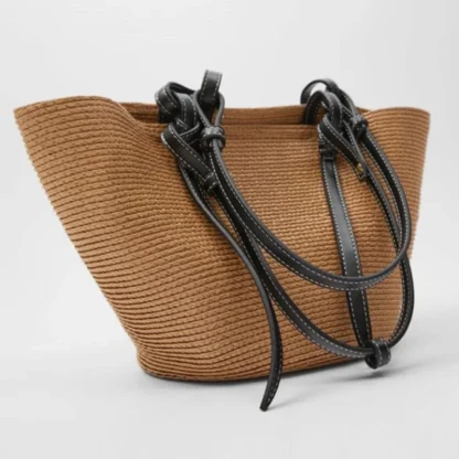 Color-Matching Woven Beach Tote Bag - Image 6