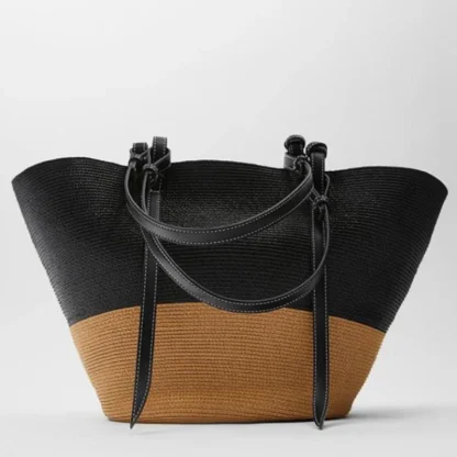 Color-Matching Woven Beach Tote Bag - Image 2