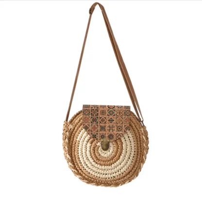 Round Straw Woven Summer Beach Bag - Image 6