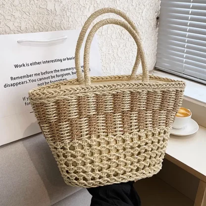 Spacious Retro Basket Handbag Beach Tote Bag - Image 3