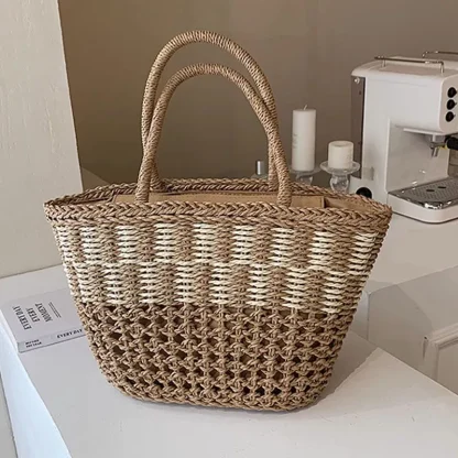 Spacious Retro Basket Handbag Beach Tote Bag - Image 4
