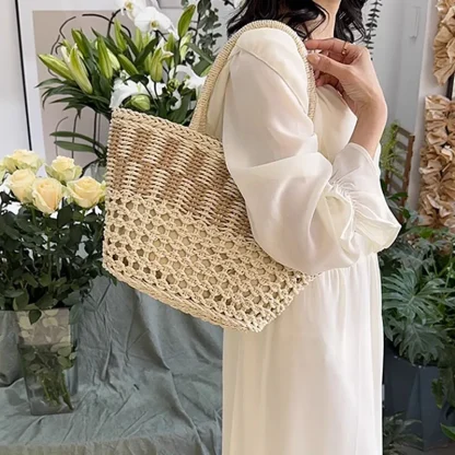 Spacious Retro Basket Handbag Beach Tote Bag - Image 6