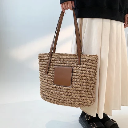 Trendy Wanderlust Straw Beach Bag - Image 2