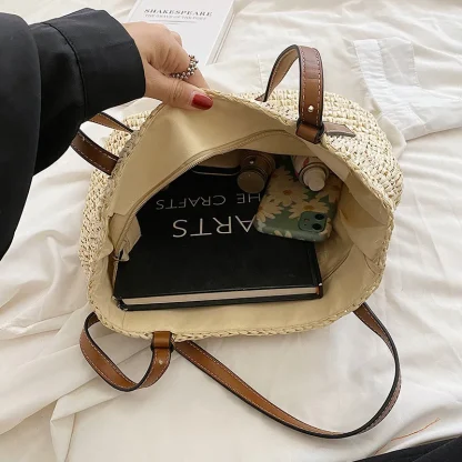 Trendy Wanderlust Straw Beach Bag - Image 4