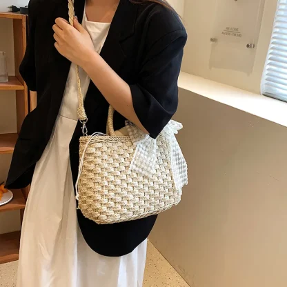 Trendy Weave Shoulder Beach Bag - Image 3