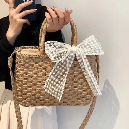 Trendy Weave Shoulder Beach Bag - Image 4
