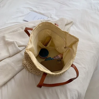 Spacious Weave Shoulder Beach Tote Bag - Image 2